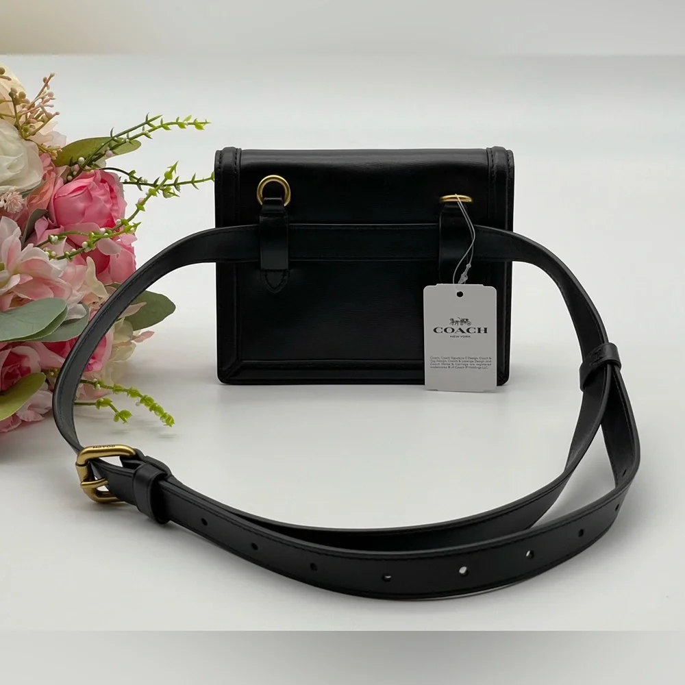 🎊Last One In Stock🎊Coach Small Black Calf Leather Belt Bag - Picture 5 of 16
